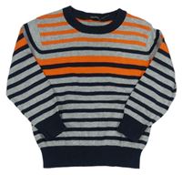 Šedo-tmavomodro-oranžový pruhovaný svetr George