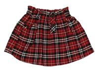 Červeno-černo-bílá kostkovaná sukně s knoflíky Zara
