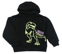 Černá mikina s dinosaurem a kapucí Primark