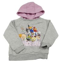Šedo-růžová mikina se Space Jam a kapucí Primark