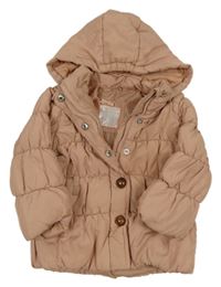 Starorůžová prošívaná šusťáková zateplená bunda s kapucí Mothercare