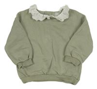 Zelenošedá mikina s límečkem s madeirou F&F