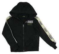 Černá propínací mikina s nápisem a kapucí Alive