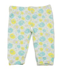 Bílé puntíkaté lehké tepláky se slony