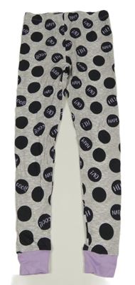 Šedé melírované puntíkaté pyžamové kalhoty s nápisy Dunnes