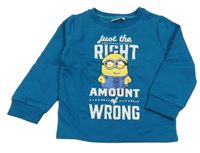 Petrolejová mikina s Mimoněm a nápisem