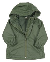 Khaki nepromokavá zateplená bunda s kapucí Hema