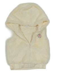 Krémová chlupatá podšitá vesta s nášivkou - Minnie Disney