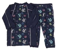 2set - Tmavomodré UV triko s rybami a mušlemi + capri kalhoty Trespass