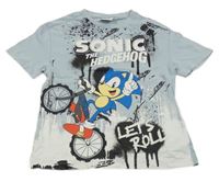 Světlemodré skvrnité tričko se Sonicem