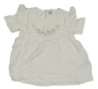 Bílá halenka s výšivkami květin a volánky Dopodopo