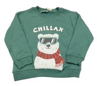 Zelená mikina s medvědem