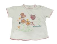 Bílé tričko s květinami a hmyzem