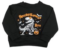 Černá lehká mikina s kostrou dinosaura