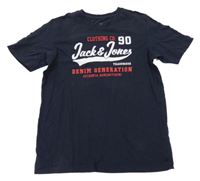 Tmavomodré tričko s logem Jack & Jones