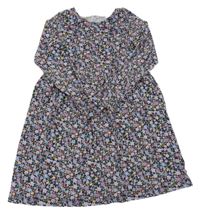 Černo-fialové květované bavlněné šaty H&M