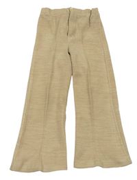 Béžové vlněné flare kalhoty 