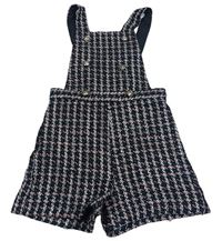 Tmavomodro-modro-bílé vzorované úpletové laclové kraťasy River Island