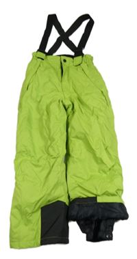 Zelené šusťákové funkční oteplovačky s kšandami Crane