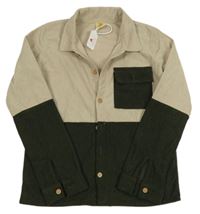 Nové - béžovo-khaki manšestrová košile s kapsou 