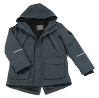 Tmavošedá šusťáková zateplená bunda s kapucí Primark