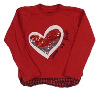 Červená mikina se srdíčkem z flitrů 