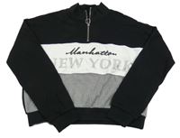 Černo-bílá crop mikina s nápisem H&M