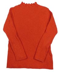 Červený třpytivý žebrovaný lehký svetr Tu