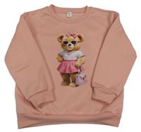 Růžová mikina s medvědem shein