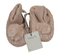 Nové - starorůžové pletené capáčky s bambulkami Tu