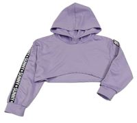 Fialová crop mikina s kapucí