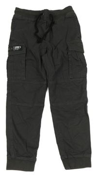 Tmavošedé plátěné cuff kalhoty H&M