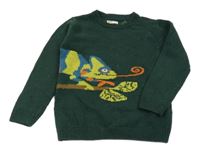 Tmavozelený vlněný svetr s chameleonem Fat Face