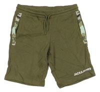 Khaki teplákové kraťasy s logem Jack & Jones