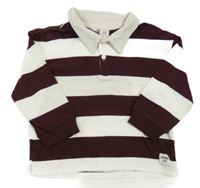 Bílo-vínové pruhované polo triko H&M