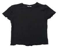 Černé mačkané crop tričko Pep&Co