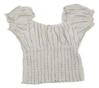 Bílý lehký pruhovaný crop top s žabičkováním Primark