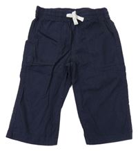 Tmavomodré plátěné kraťasy s kapsami H&M