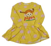 Žluté puntíkaté teplákové šaty s Pippi H&M