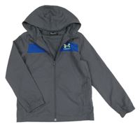 Šedá šusťáková funkční bunda s logem a kapucí Under Armour