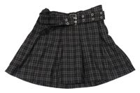 Černá kostkovaná skládaná sukně s páskem H&M