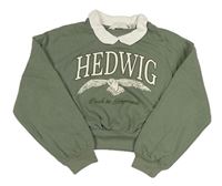 Khaki crop mikina s nápisy a límečkem H&M