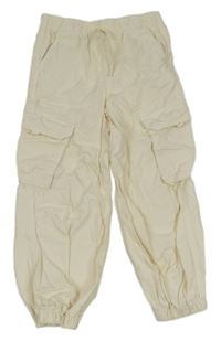 Smetanové plátěné cargo cuff kalhoty Primark