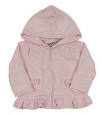 Růžová propínací mikina s mašlemi a kapucí 