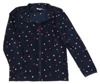 Tmavomodro-barevná puntíkatá propínací fleecová mikina Kids