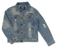 Světlemodrá riflová bunda s nápisy a prošoupáním C&A