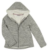 Šedá melírovaná propínací zateplená mikina s kapucí Pepperts