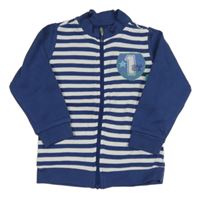 Modro-bílá pruhovaná propínací mikina s číslem Tchibo