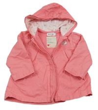 Růžová plátěná bunda s kapucí 