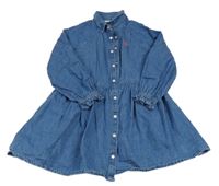 Tmavomodré lehké riflové propínací šaty se srdcem 